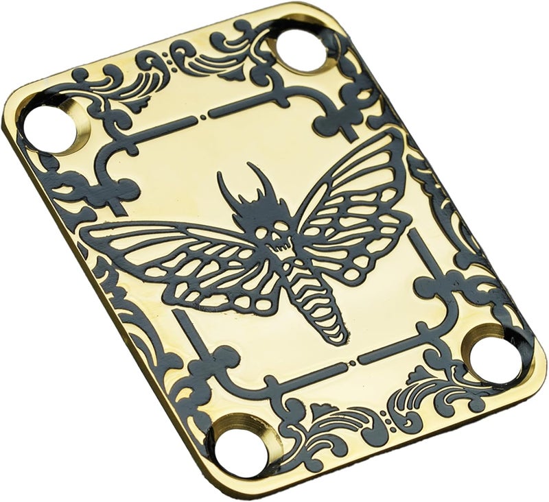 guyker Guitar Neck Plate, 4-Holes Stainless Steel Electric Guitar Bass Neck Joint Plate NeckPlate Replacement Part (GN002, Gold) - Image 1